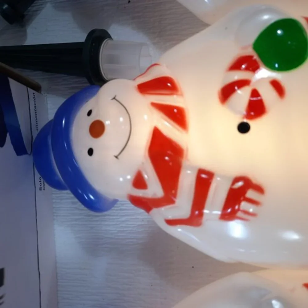 GE StayBright Snowman Pathway light Markers x4 White Christmas blow mold 5280891